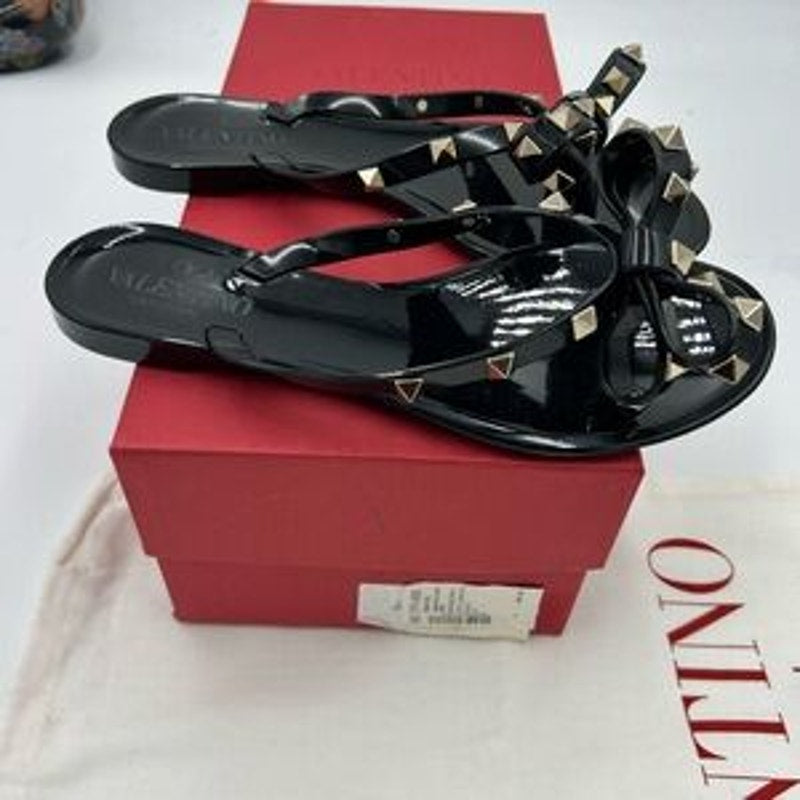 Women's Valentino, Garavani rock, stud, thong sandals with pyramid studs size 36
