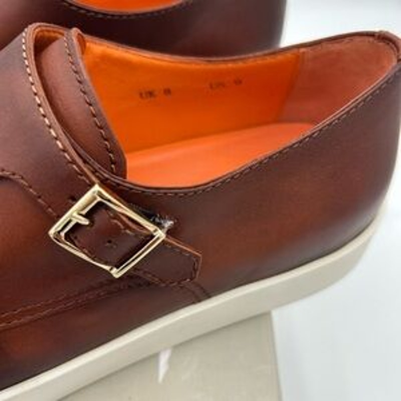 Men's Santoni bankable double Monk strap shoes size 9 US made in Italy