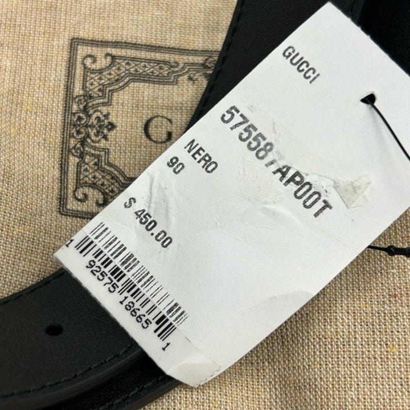 Men's Gucci double G black leather belt size 90 cm/36 inches made in Italy