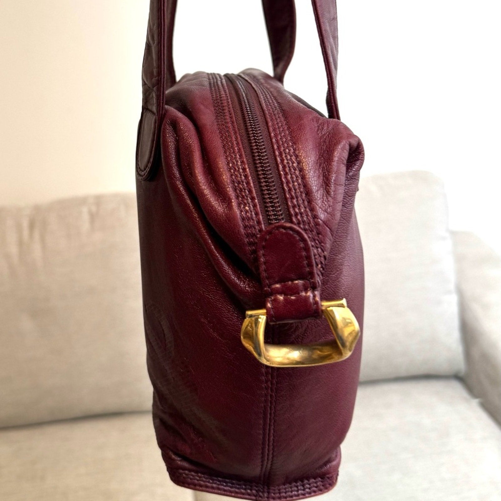 Loewe leather long strap buttery soft w/anagram and gold side gorgeous accents