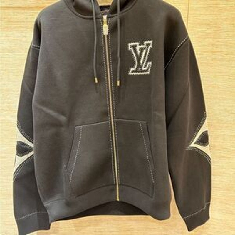 Men’s Louis Vuitton graphic intarsia zip front hoodie four XL limited edition