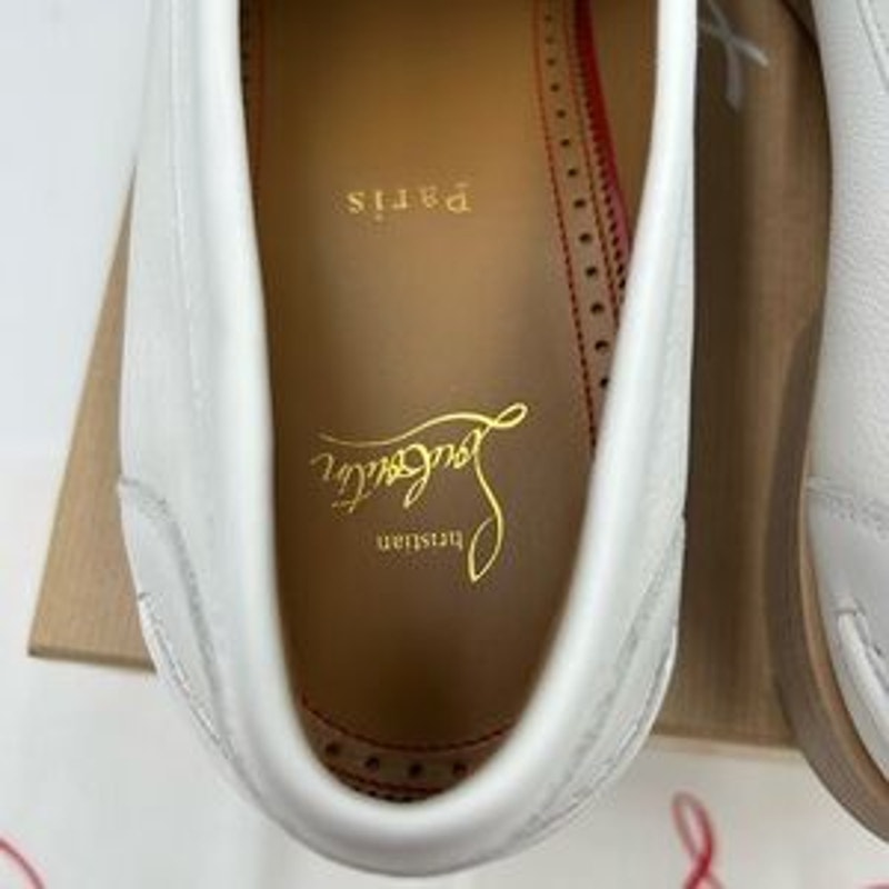 Men's Christian Louboutin white leather penny loafers size 45.5 made in Italy