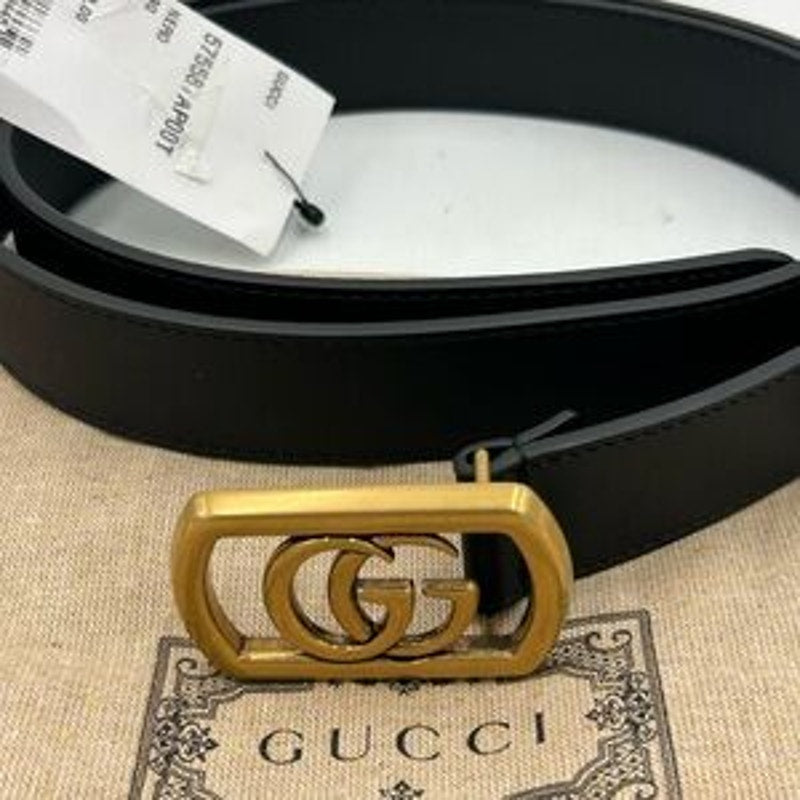 Men's Gucci double G black leather belt size 90 cm/36 inches made in Italy