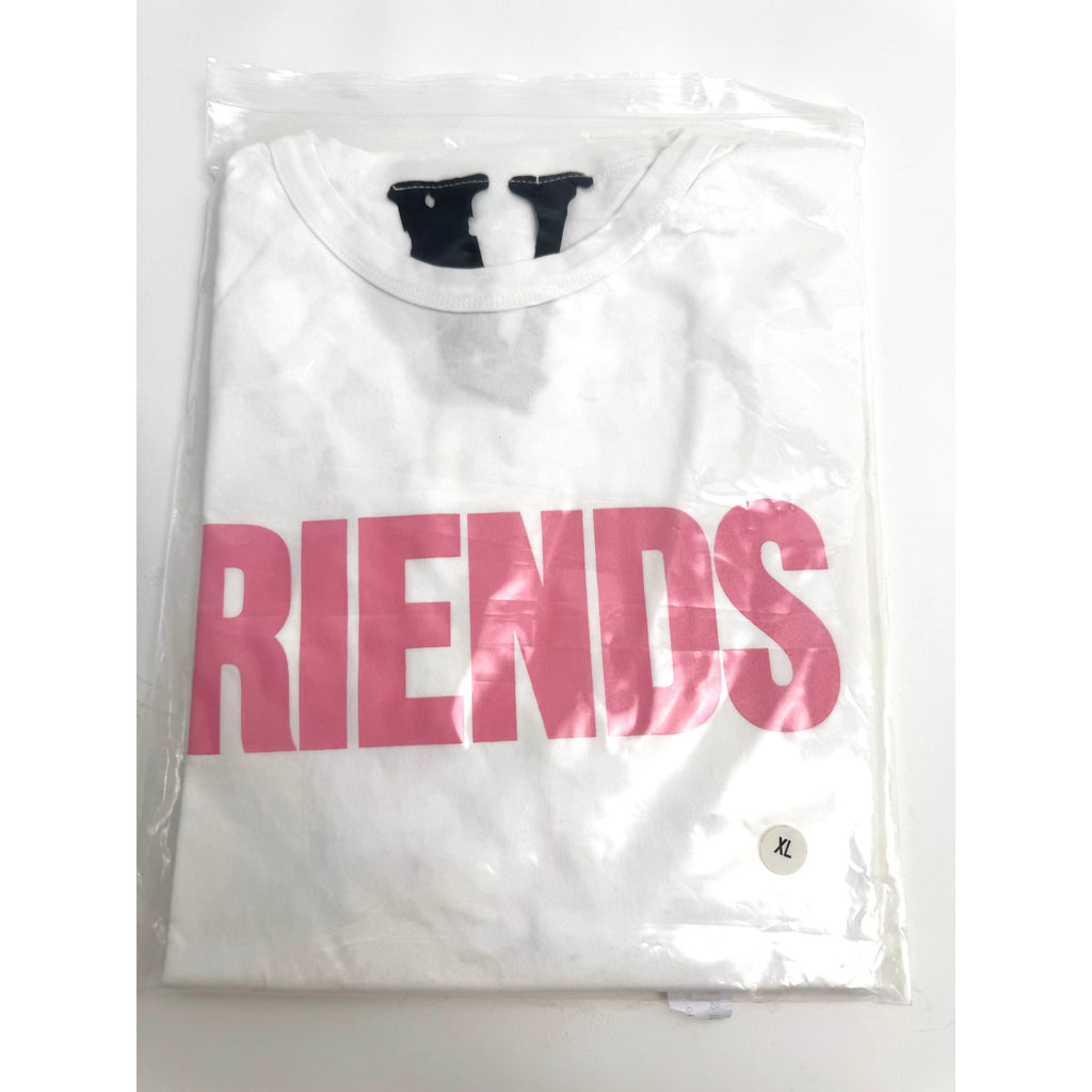 Men's Vlone x Friends NEW White and Pink Short Sleeve T-Shirt Size L