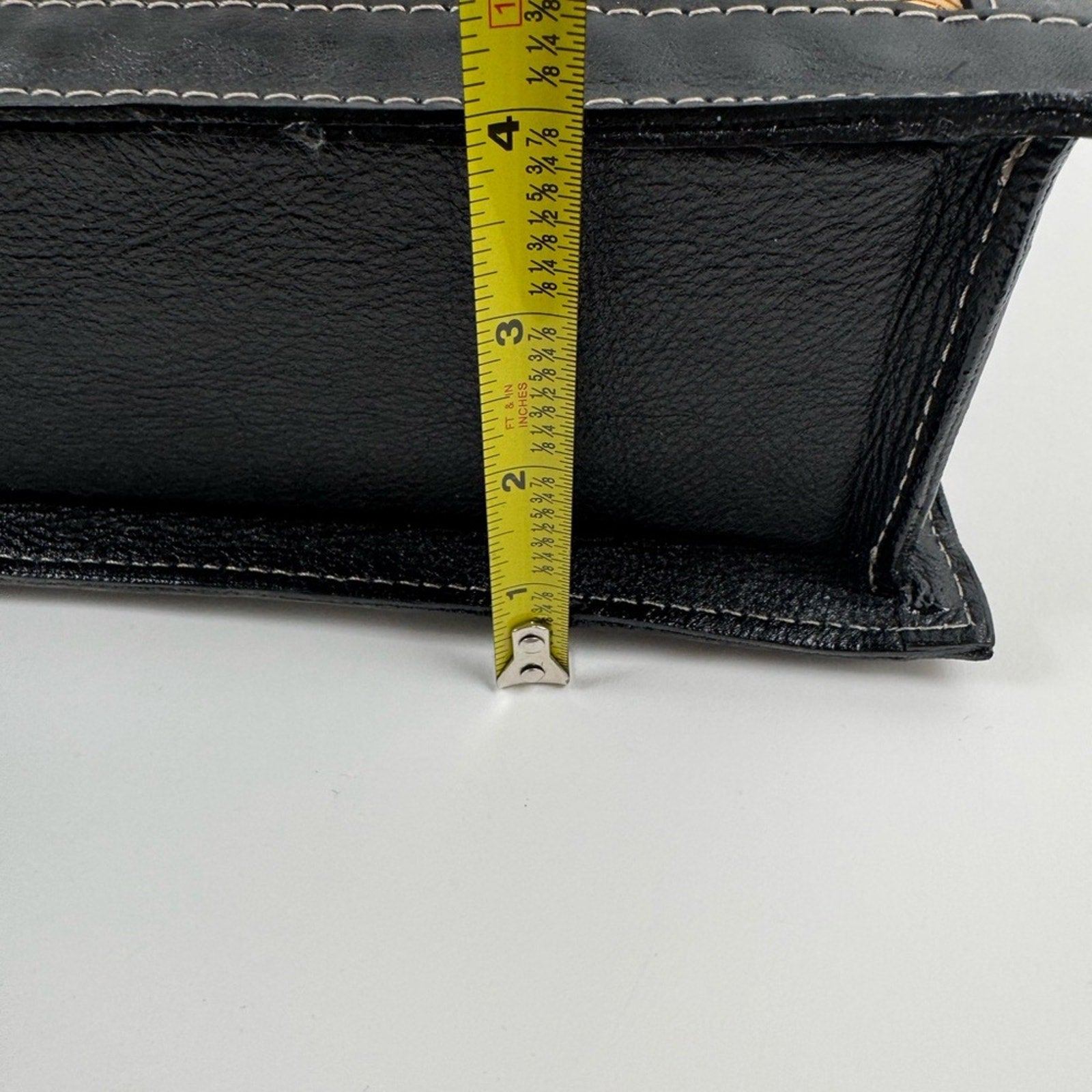 Black leather and rafia unbranded unique modern art tote/top handle bag