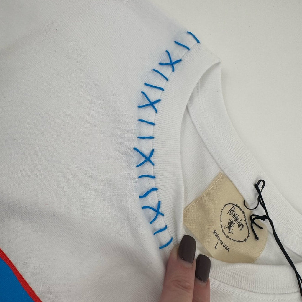 Men’s Reigning Fury-Blue Ghost of Trucker T White
Size L, limited edition NWT’s