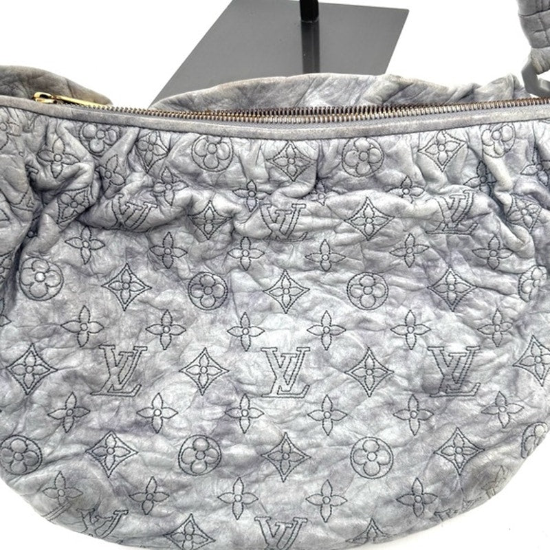 Louis Vuitton Runway..RARE Gray underarm top zip w/ruffle/plaque/twisted handle