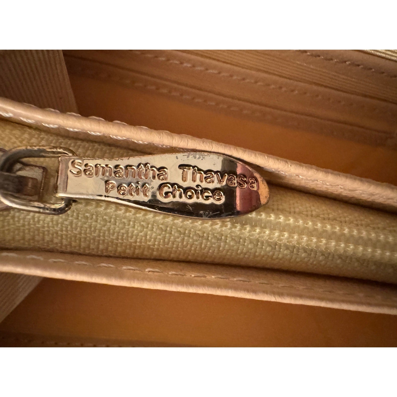 Samantha Thavasa Petit Choice Yellow Cream Rhinestone & Pearl Zipper Long Wallet