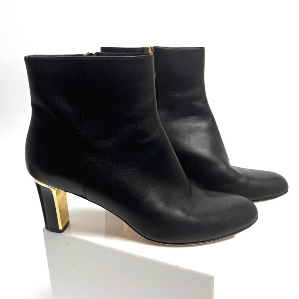 Salvatore Ferragamo Black Leather Back Zip Ankle Boots Size 8.5 B
