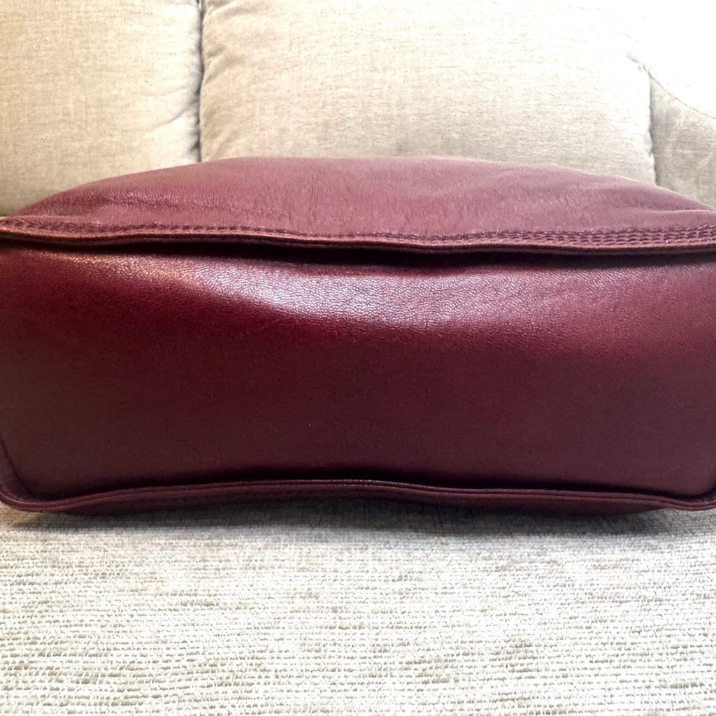 Loewe leather long strap buttery soft w/anagram and gold side gorgeous accents