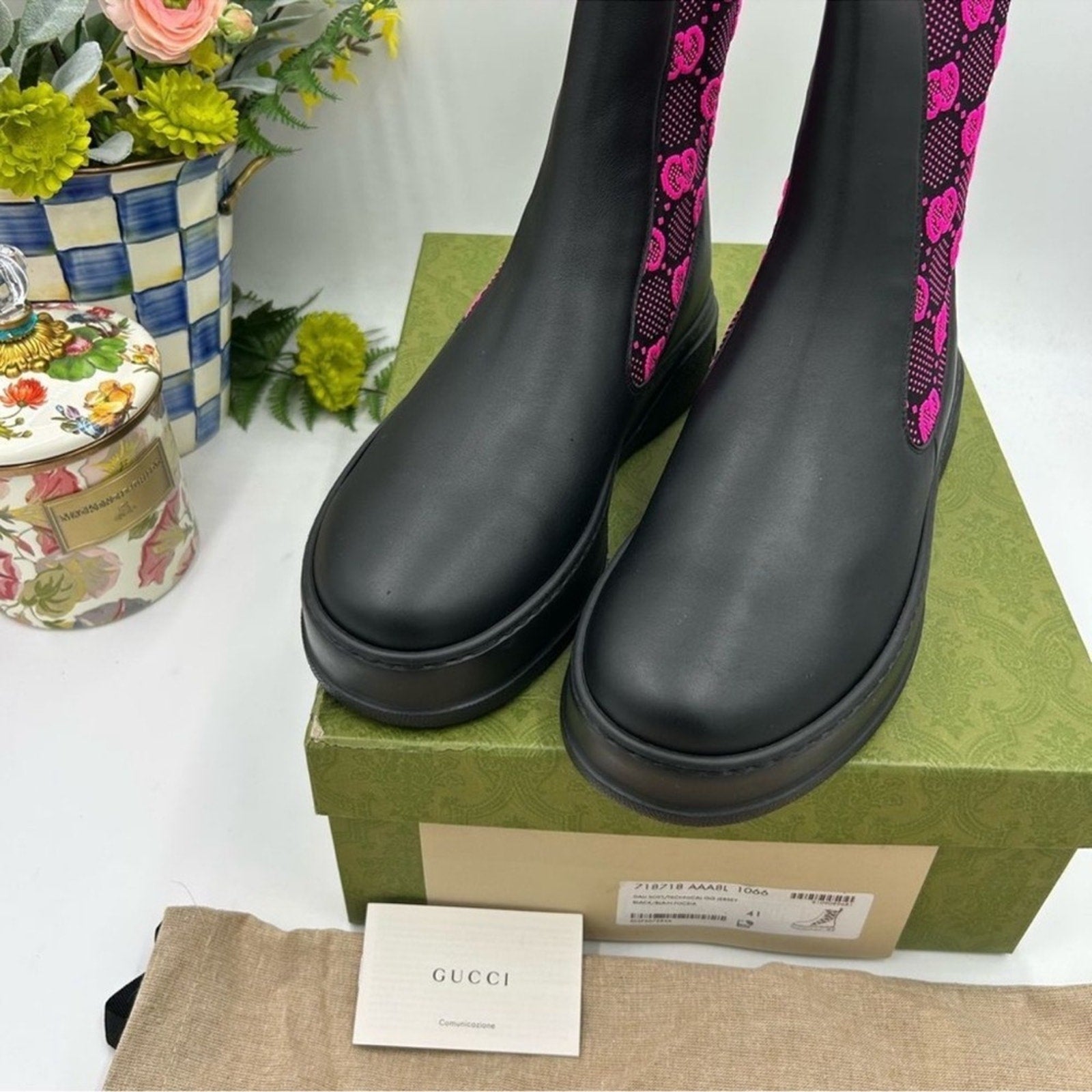 Women's Gucci GG motif Leather, Chelsea boots size 41 made in Italy