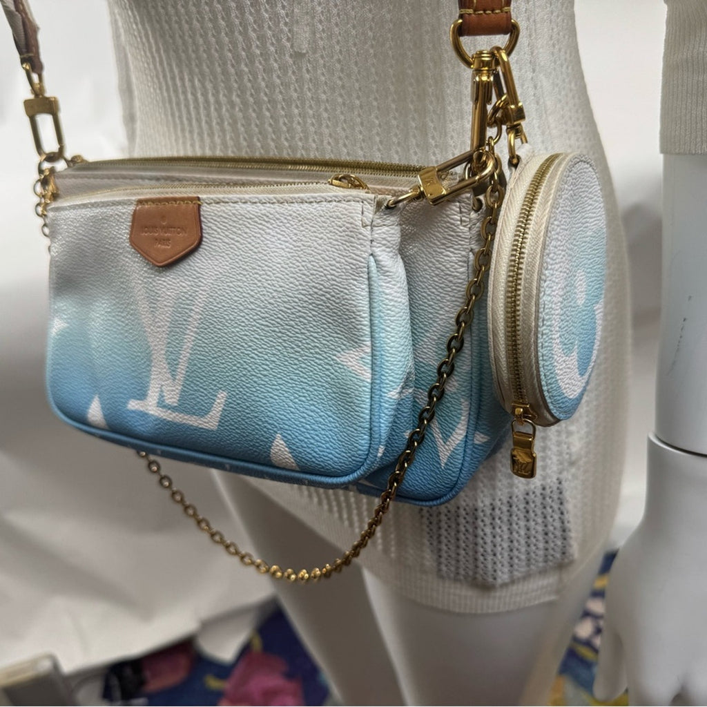 Louis Vuitton BY THE POOL-multi pochette (3)w/guitar strap/LV branded gold chain