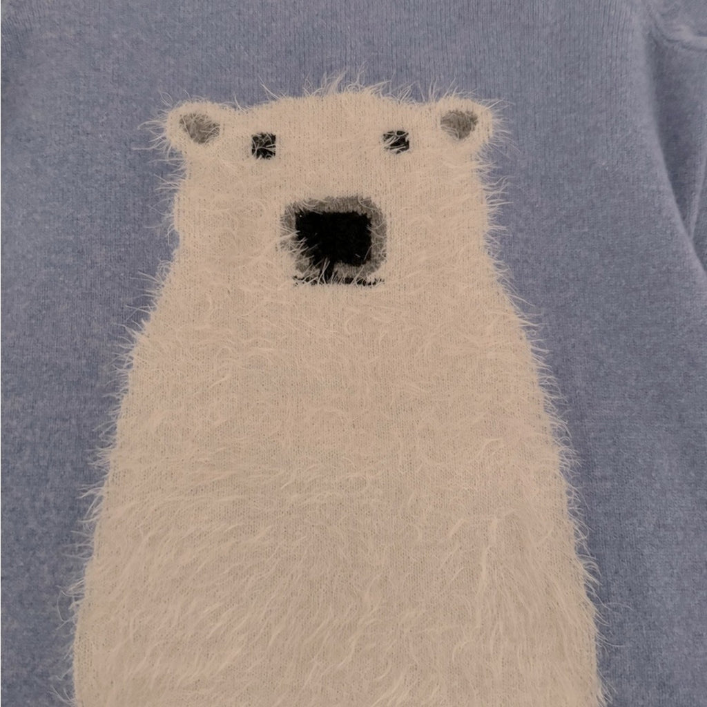 Kate Spade NWT’s Heather Blue with White polar bear wool sweater L women M Men