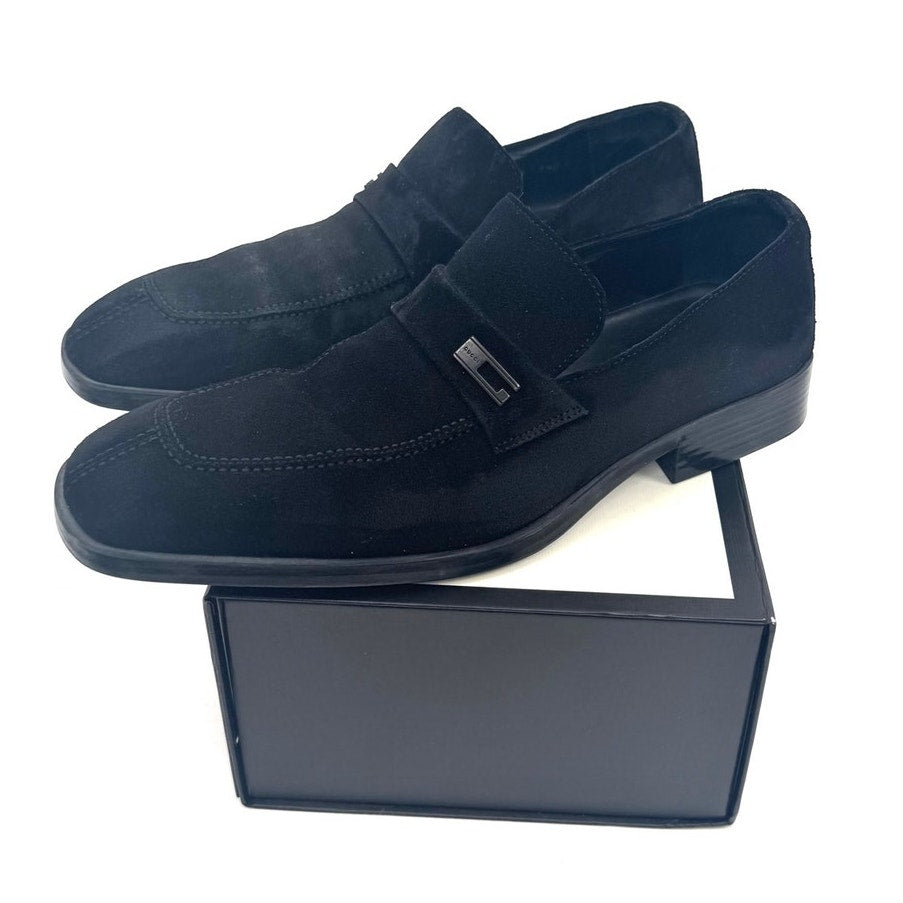 Gucci Unisex Tom Ford Black Suede Slip On Loafers Size M7.5 W9