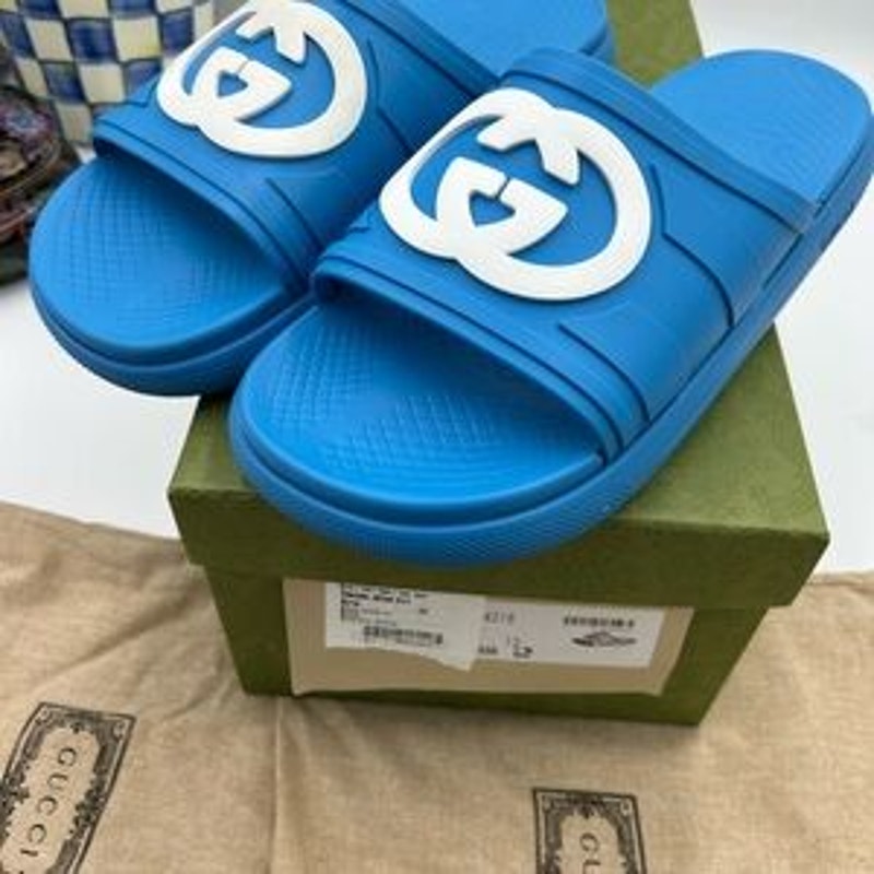 Men's Gucci interlocking G rubber Pool slides size 12 made in Italy