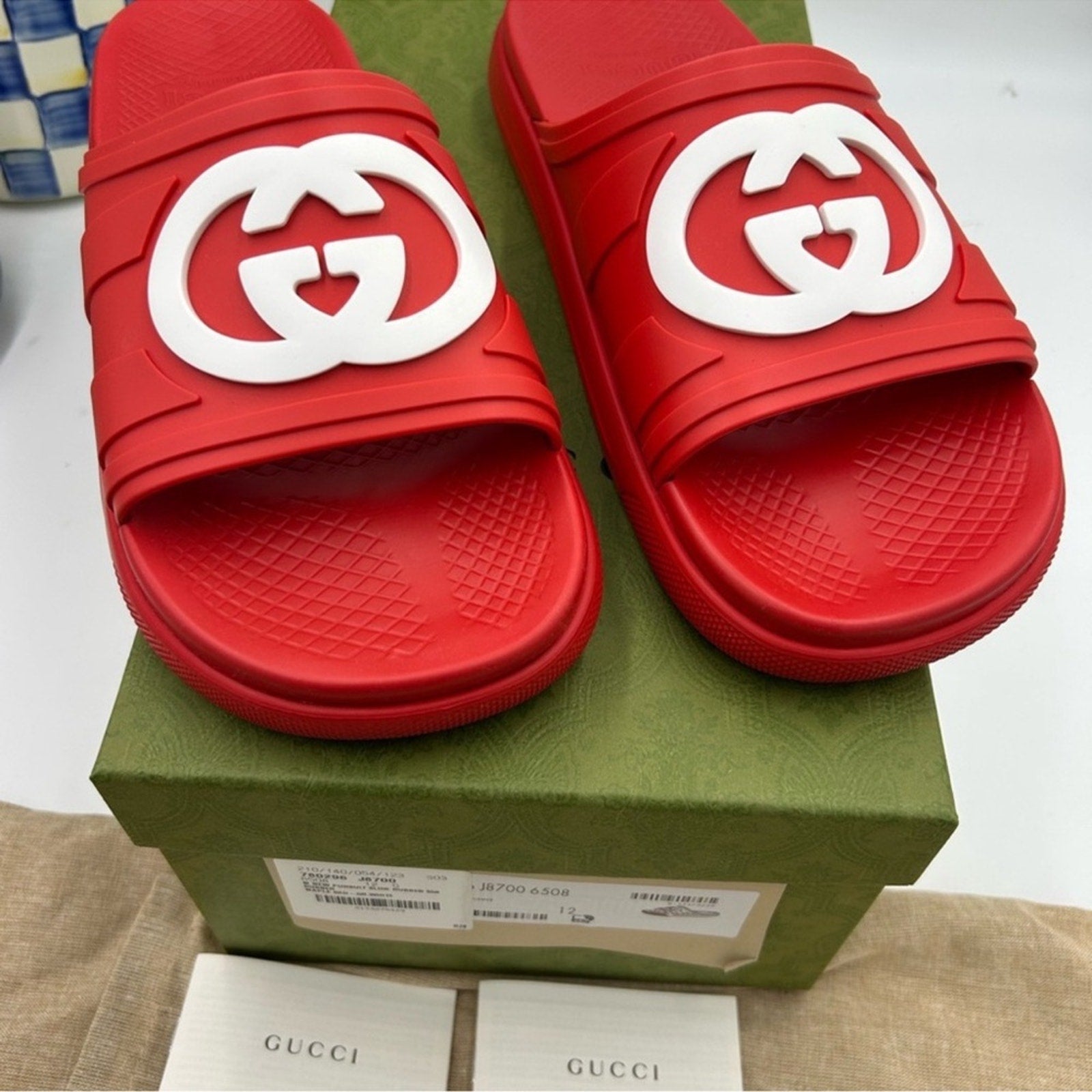 Men's Gucci interlocking G rubber Pool slides
Size 12 
Made in Italy
