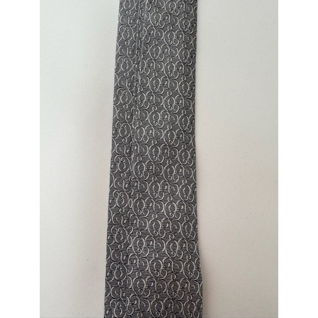 Dolce & Gabbana NWT Men’s Silver Patterned Silk Tie Made in Italy