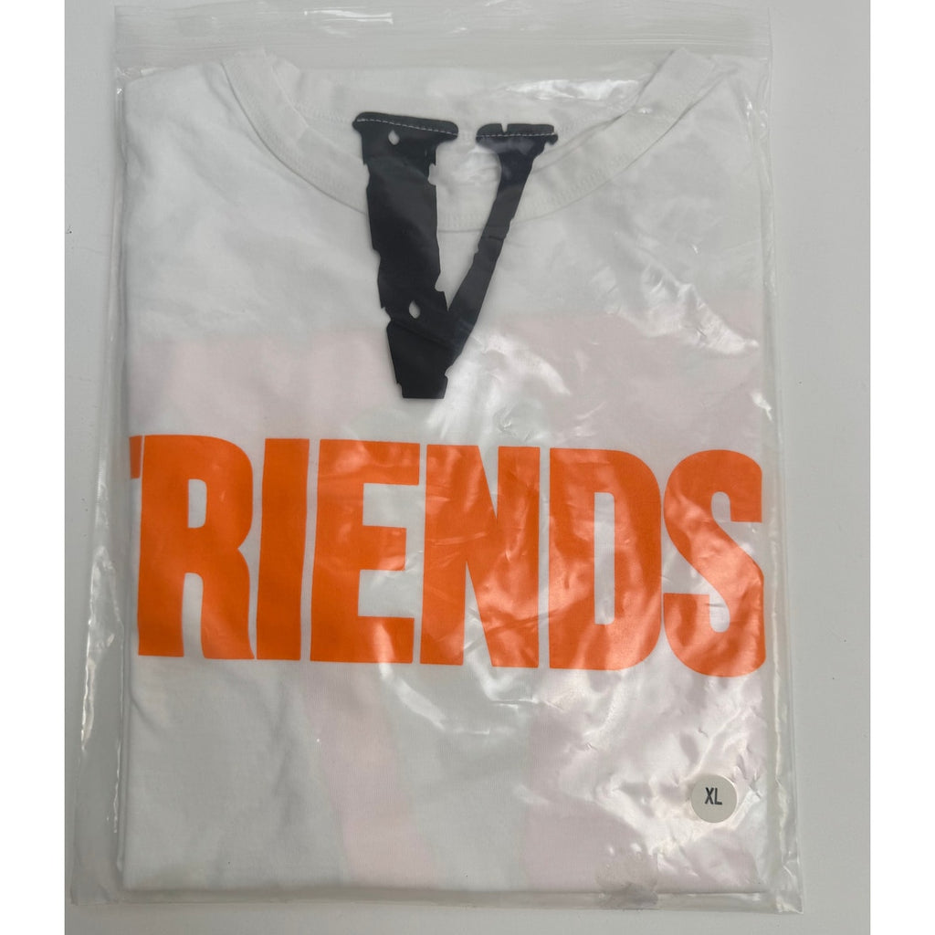 Men's Vlone x Friends NEW White and Orange Short Sleeve T-Shirt Size XL