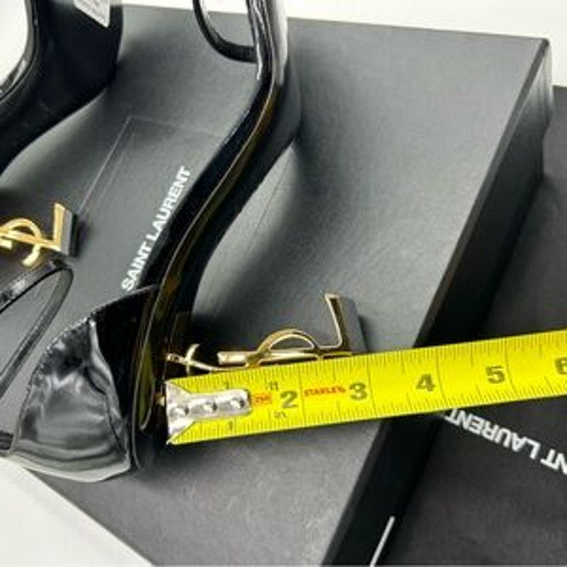 Women's Saint Laurent OPYUM black pattern, leather sandals size 40 made in Italy