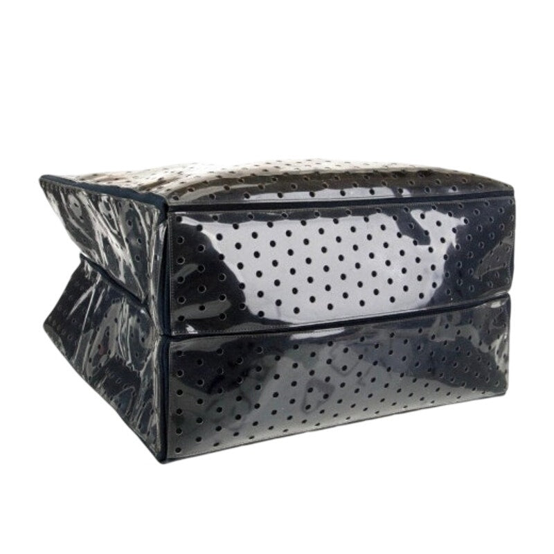 Chanel ENORMOUS tote, black + white fabric w/perforated pvc layer over material