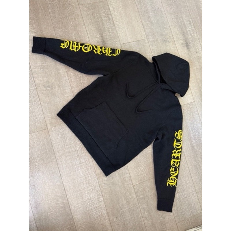 Men's Chrome Hearts Black Embroidered Sleeves 100% Cashmere Hoodie Size M