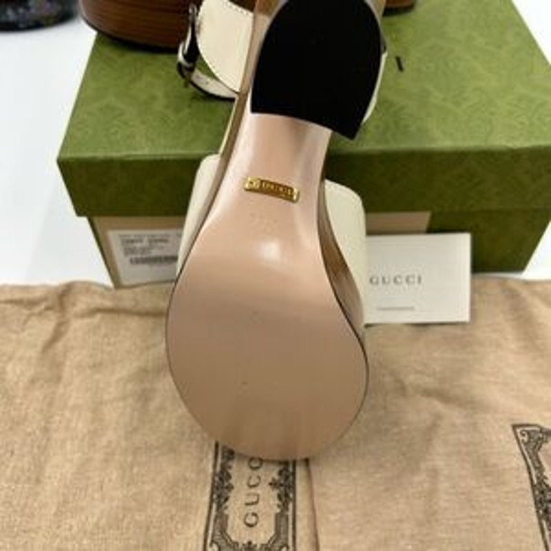 Women's Gucci interlocking G leather platform sandals size 39.5 made in Italy