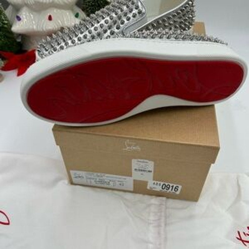 Men's Christian Louboutin roller boat spike slip on sneakers size 42 made Italy