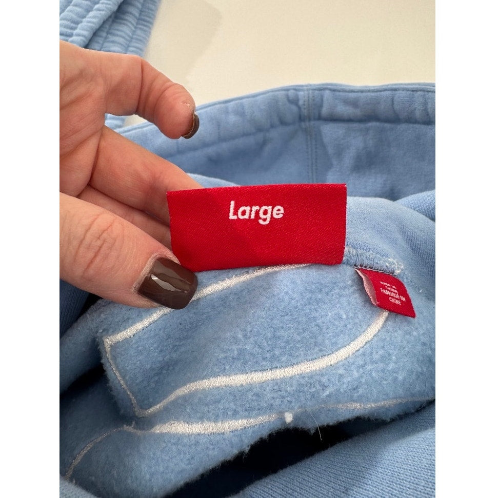 Men's Supreme Baby Blue Satin Appliqué Sweatpants and Hoodie Sweatshirt Size L