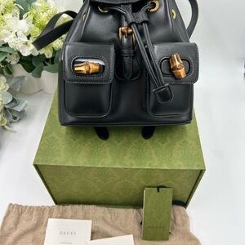 Gucci leather bamboo backpack made in Italy NWT