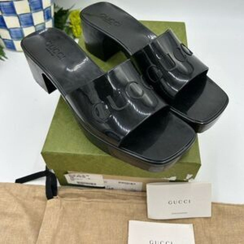Women’s Gucci, rubber block, low heel slides, size 41 made in Italy