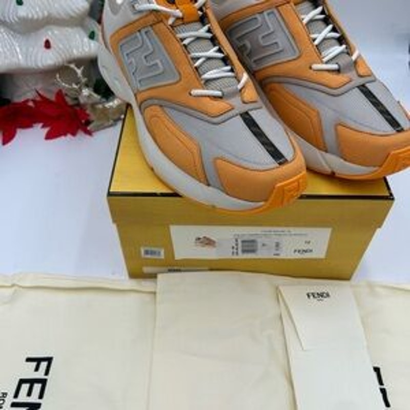 Fendi Men's FF logo textile runner sneakers size 12 made in Italy