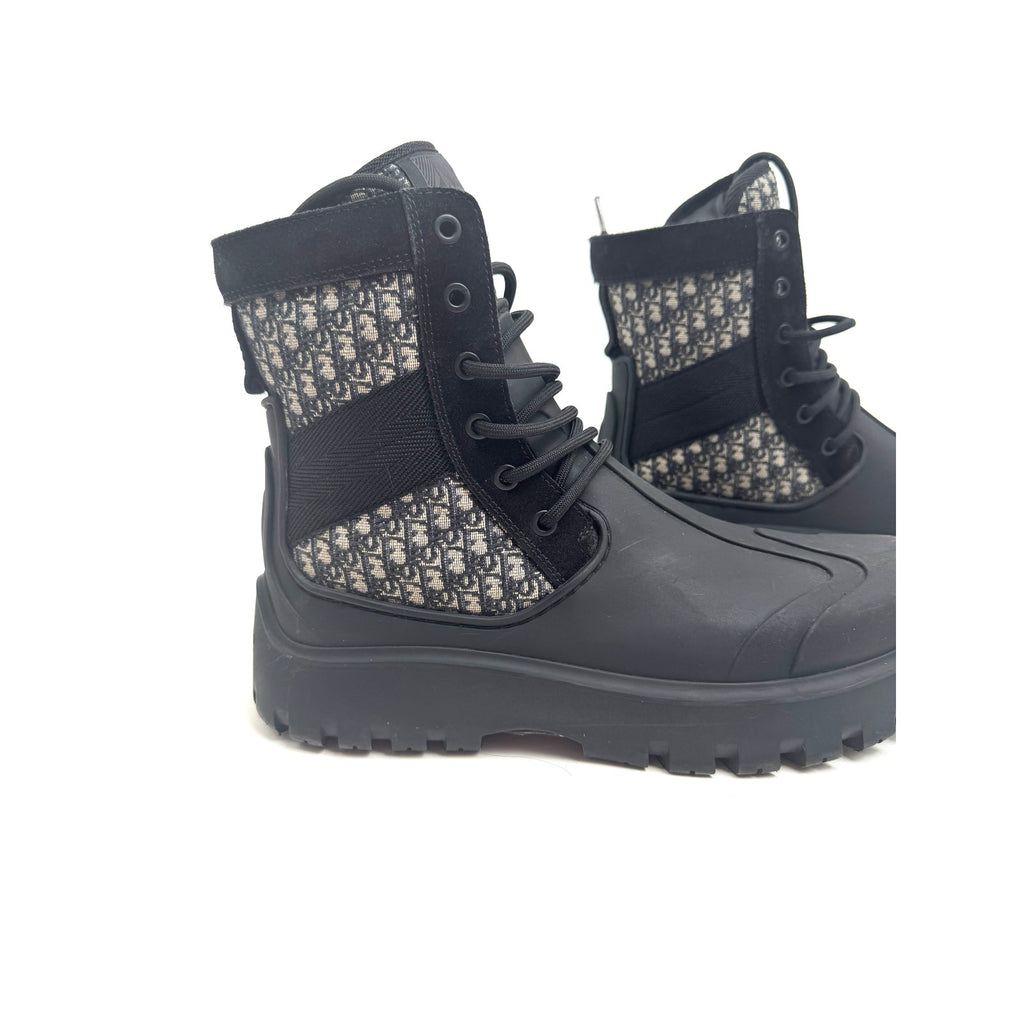 Men's Dior Garden Oblique Black/Beige Lace Up Combat Boots Size 41