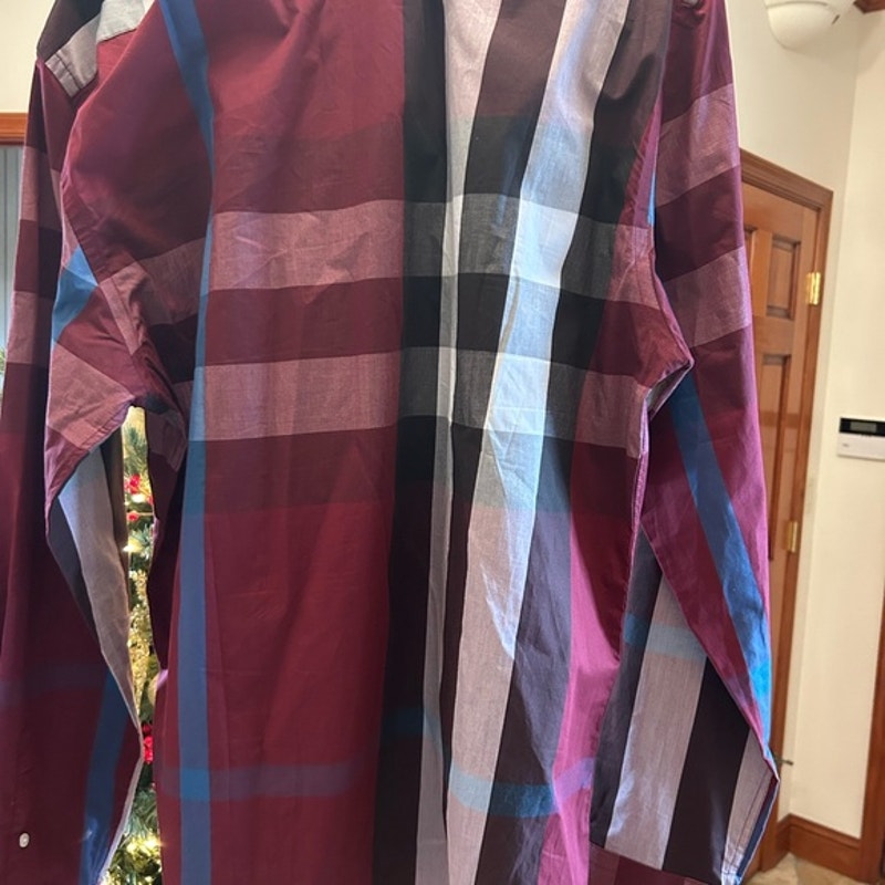Burberry London England Men's Checkered Shirt - Red and Black size XL