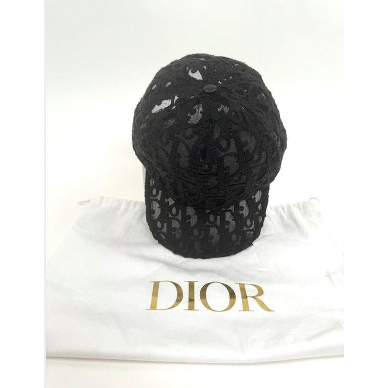 Christian Dior Oblique Technical Tulle Mesh Baseball Cap Black Size L Dust Bag