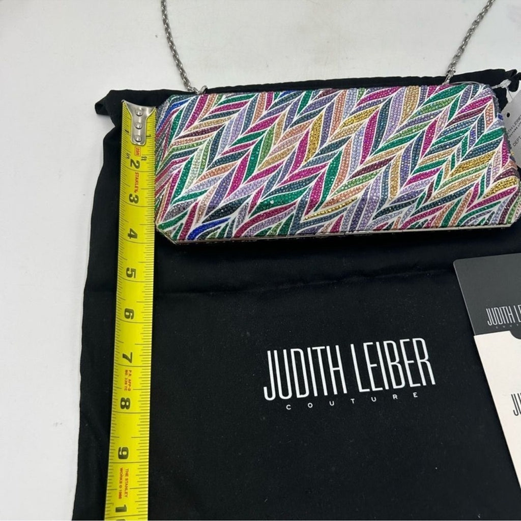 Women's Judith Lieber rectangular Beach Mural clutch bag detachable chain 
Italy