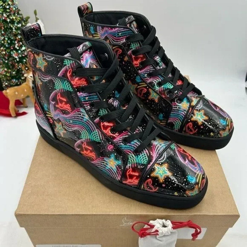 Men’s Christian Louboutin starlight patent leather sneakers size 43 made Italy