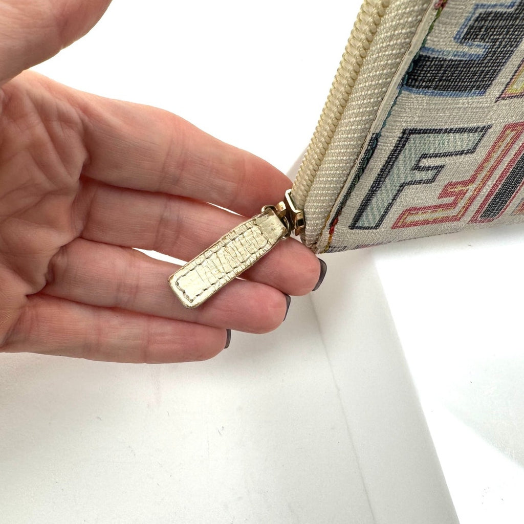 Fendi Rare Multicolor Zucca FF Long Zip Around Wallet