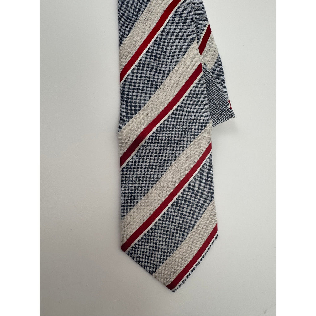 Mattabisch Napoli Striped Multicolor Silk Linen Blend Tie Made in Italy