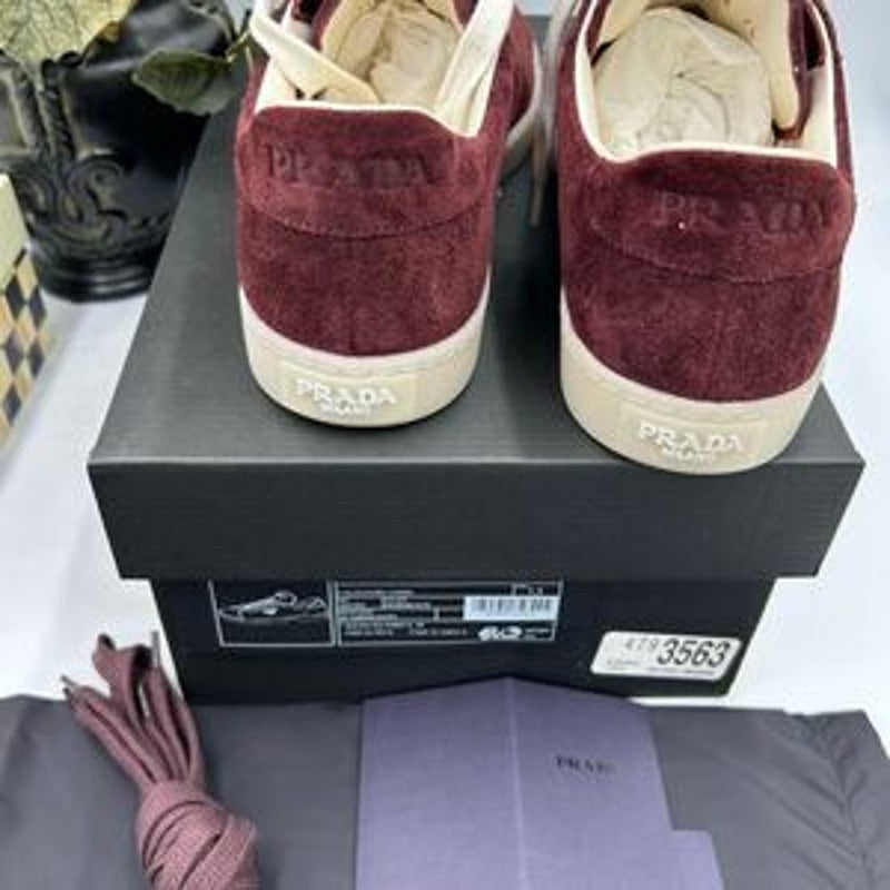 Men's Prada triangle logo suede sneakers size 8.5 US made in Italy