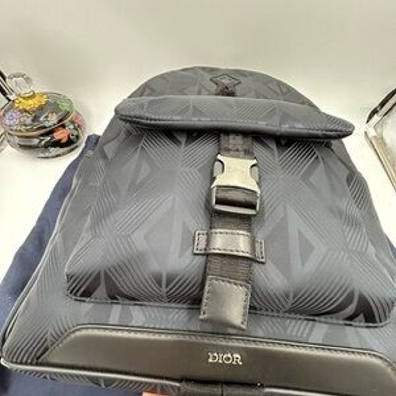 Dior Diamond dark black backpack made in Italy NWT