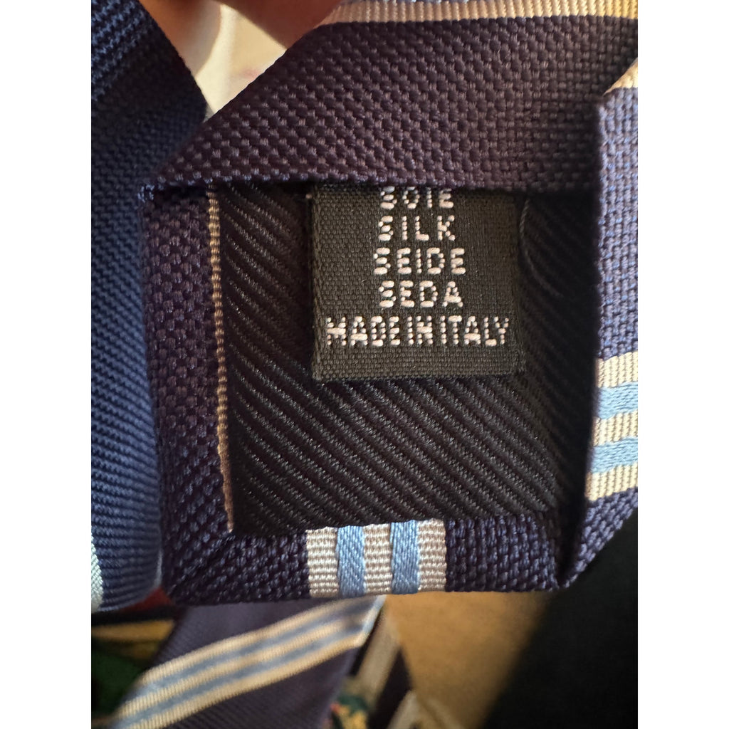 Corneliani Blue Striped Silk Tie Luxury Designer Neck Tie Made in Italy