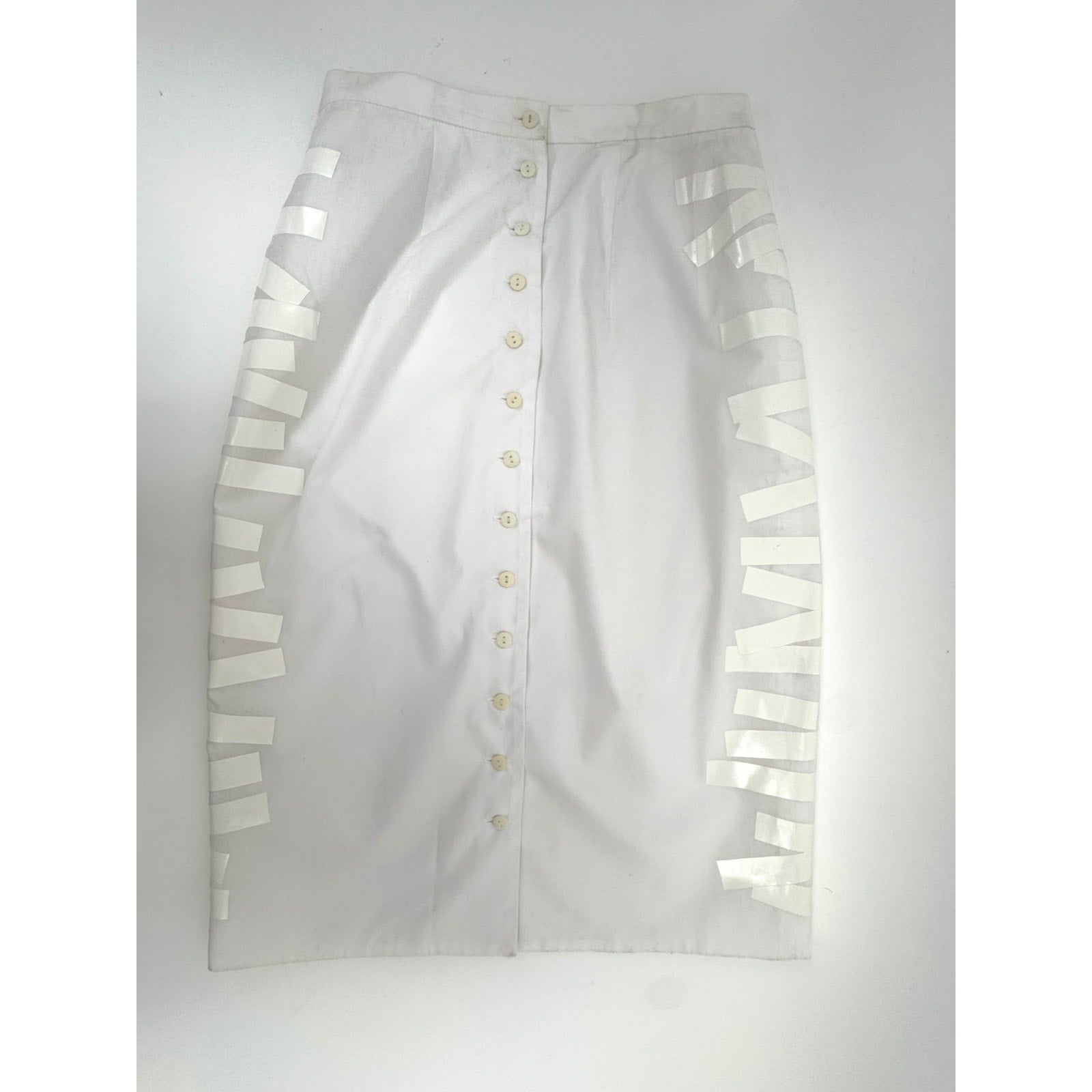 Christopher Kane White Satin Ribbon Appliqué Pencil Skirt EU 38 US 6