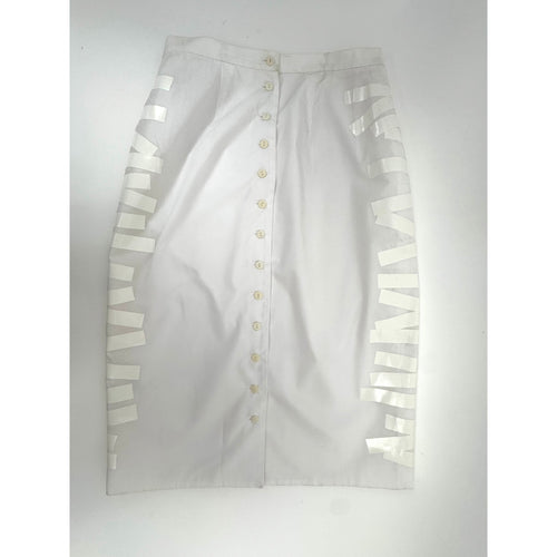 Christopher Kane White Satin Ribbon Appliqué Pencil Skirt EU 38 US 6