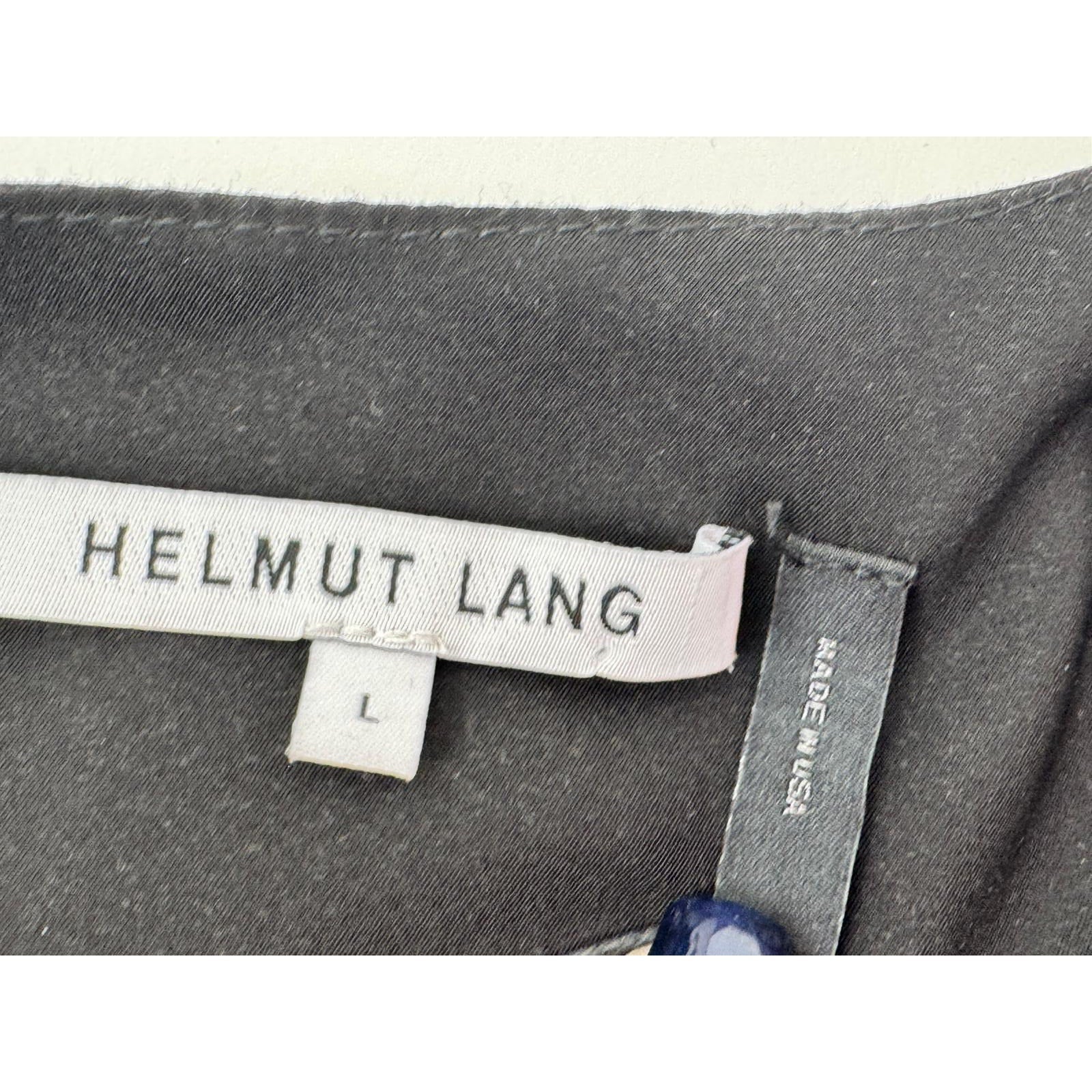 Helmut Lang NWT Black Soft Drape Overlap Asymmetrical Hem Blouse Size L