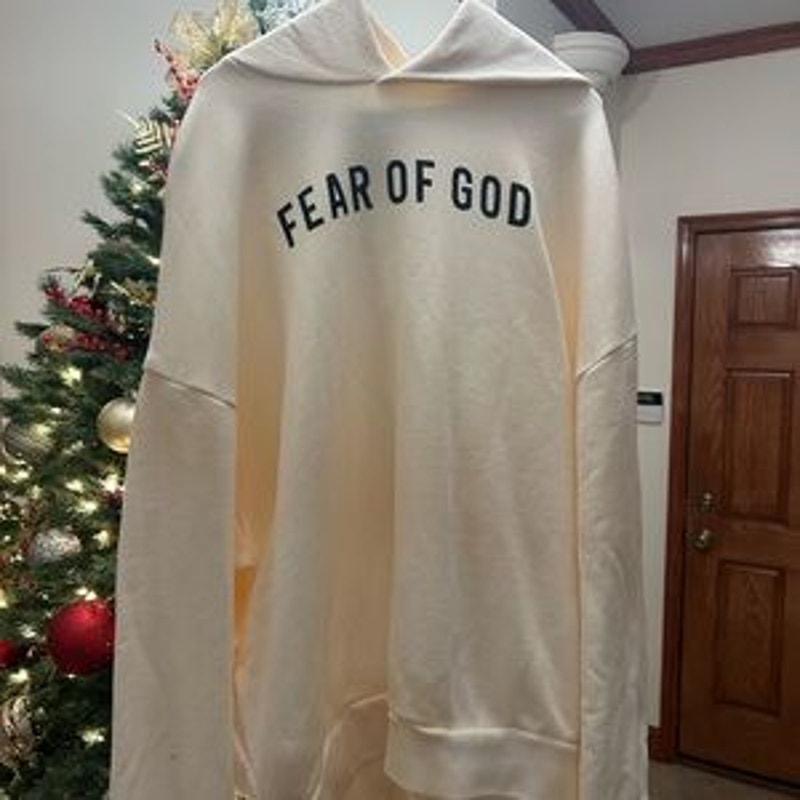 Men's Fear of God Cream French terry cotton Hoodie size XL