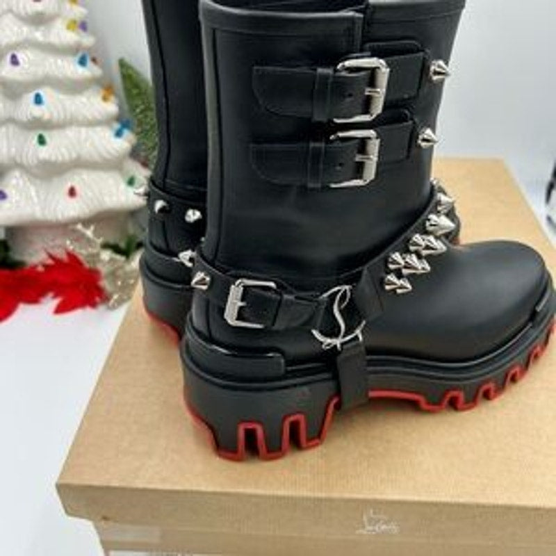 Christian Louboutin women's Dune bike spike Moto boots size 39 made in Italy