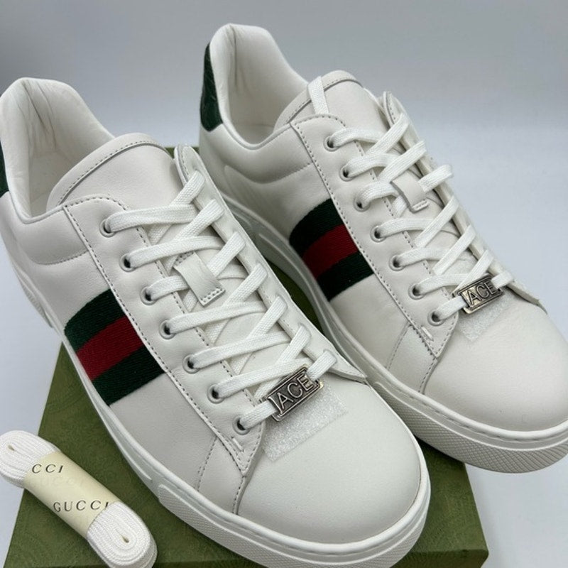 Women's Gucci, ace leather, web stripe sneakers size 40 made in Italy