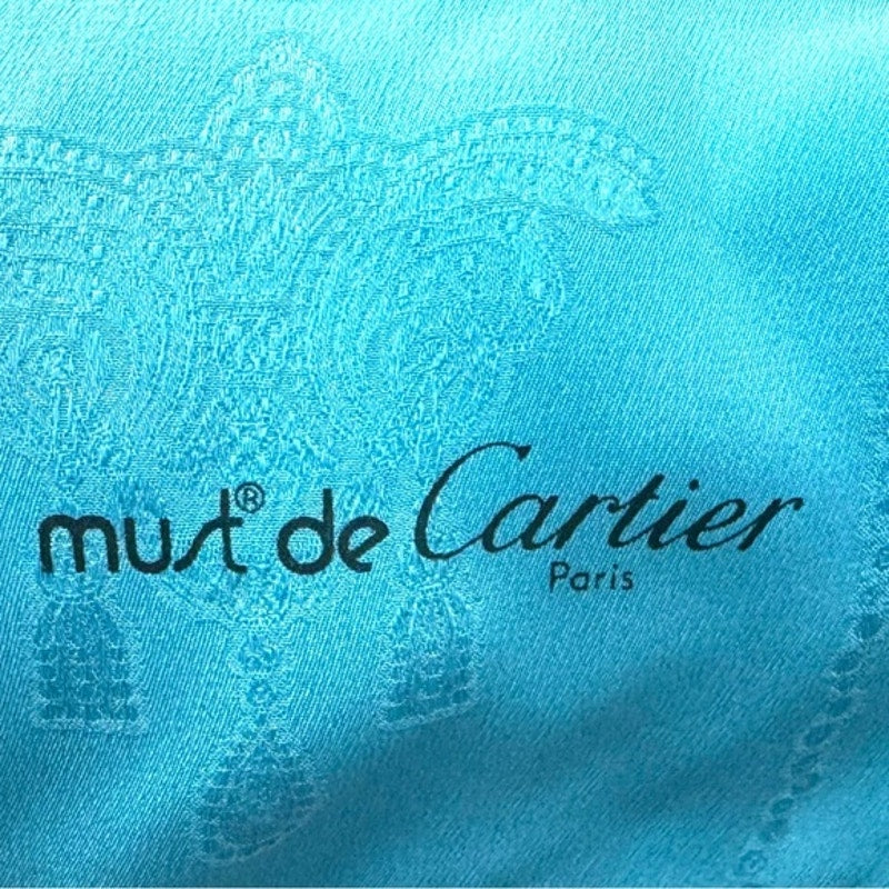 Cartier Scarf, Blue w/ Jewel motif and buckle detail