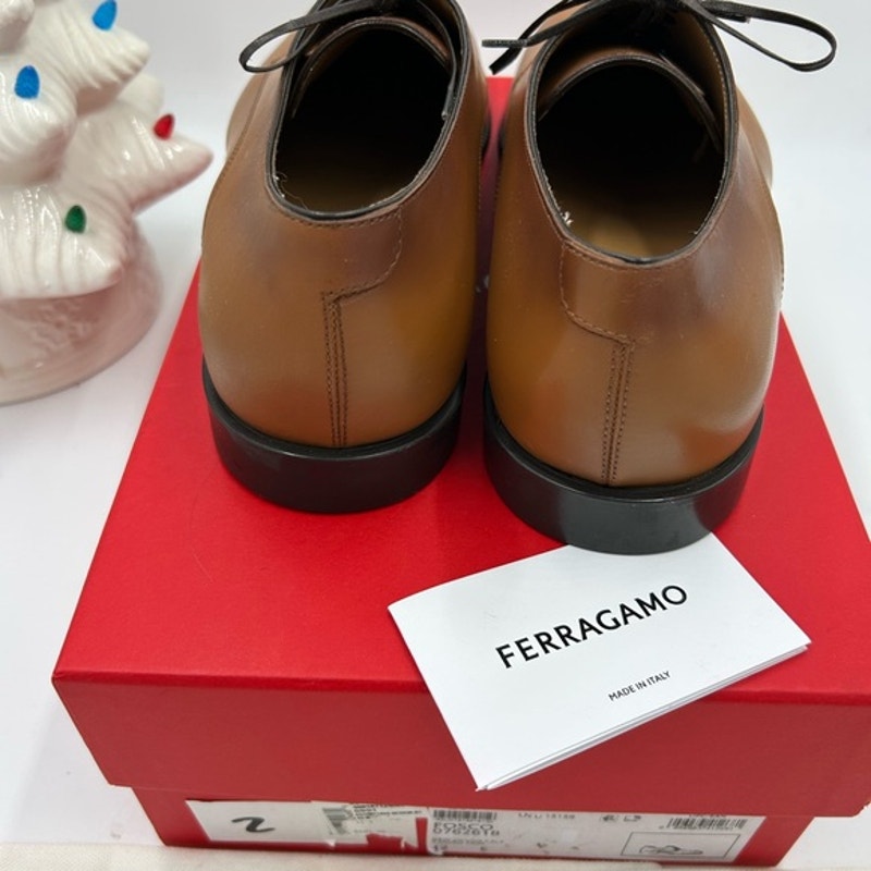 Man Salvatore, Ferragamo plain toe Derby shoes calf Leather size 12 made Italy