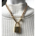 Louis Vuitton LV 301 Lock With Key on Gold Tone Unbranded Necklace